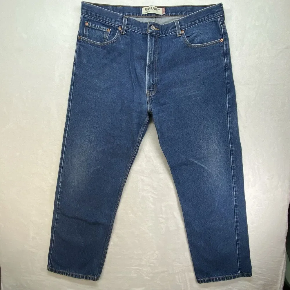 Levi's 505 Jeans Mens 42x32 Regular Straight Blue Denim Medium Wash‎